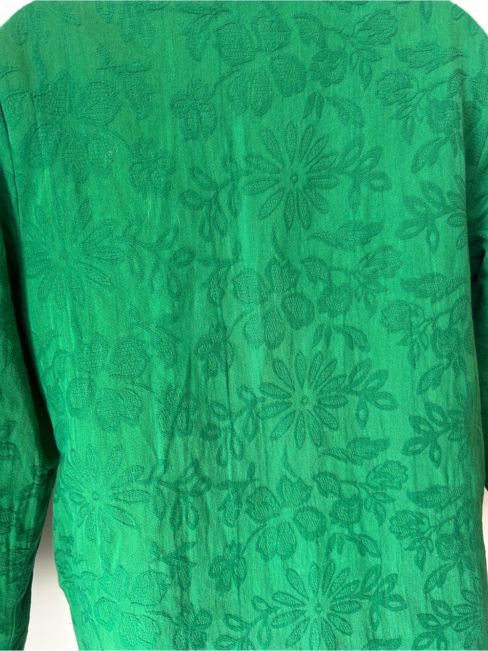 Emerald Green Floral Embroidered Quilted Jacket Cottagecore Boho Artwear Size L - Picture 8 of 15